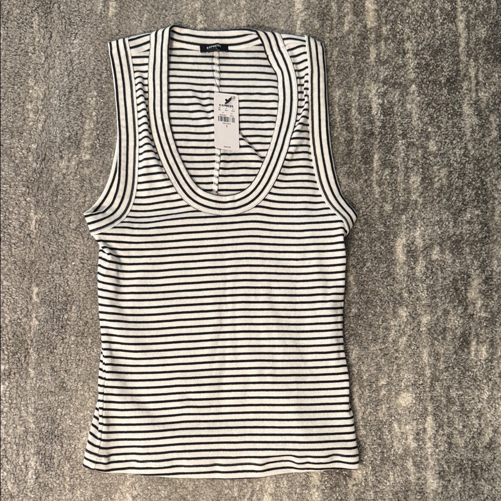 Express Black and White Striped Tank Top